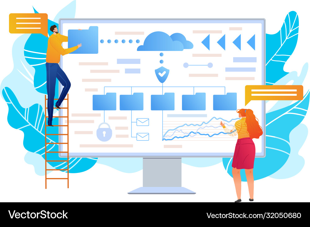 Digital Characters on Computer vector image