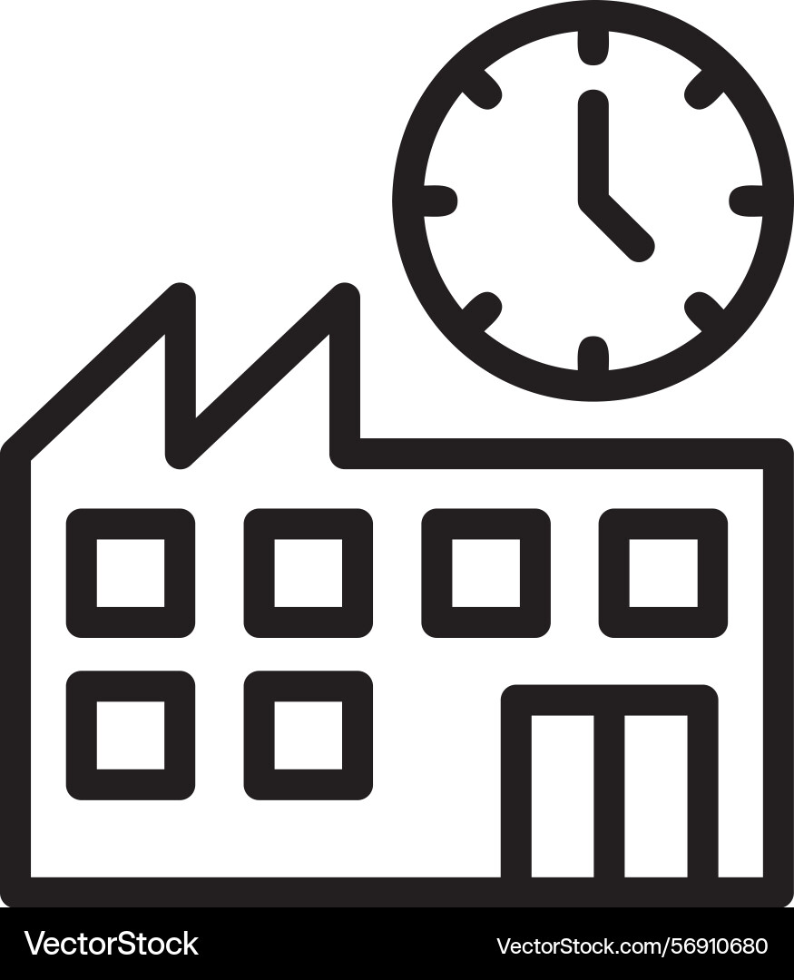 Factory clock linear style icon design vector image