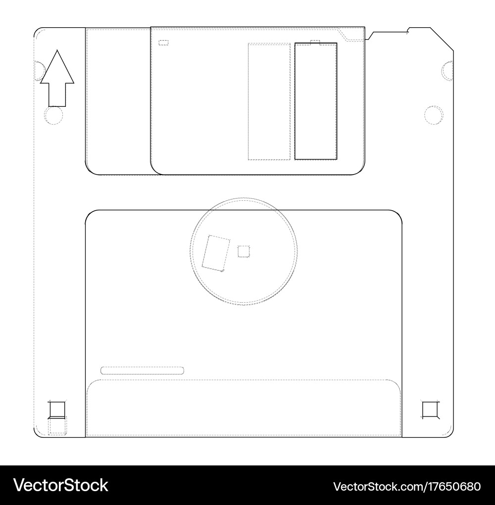 Floppy Disk Sketch - Wireframe vector image