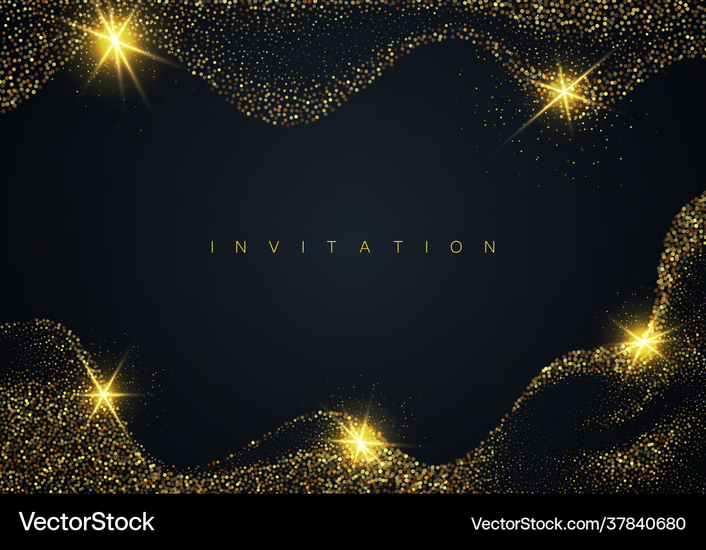 Gold glitter confetti wave on black background Gold glitter confetti wave on black background vector image