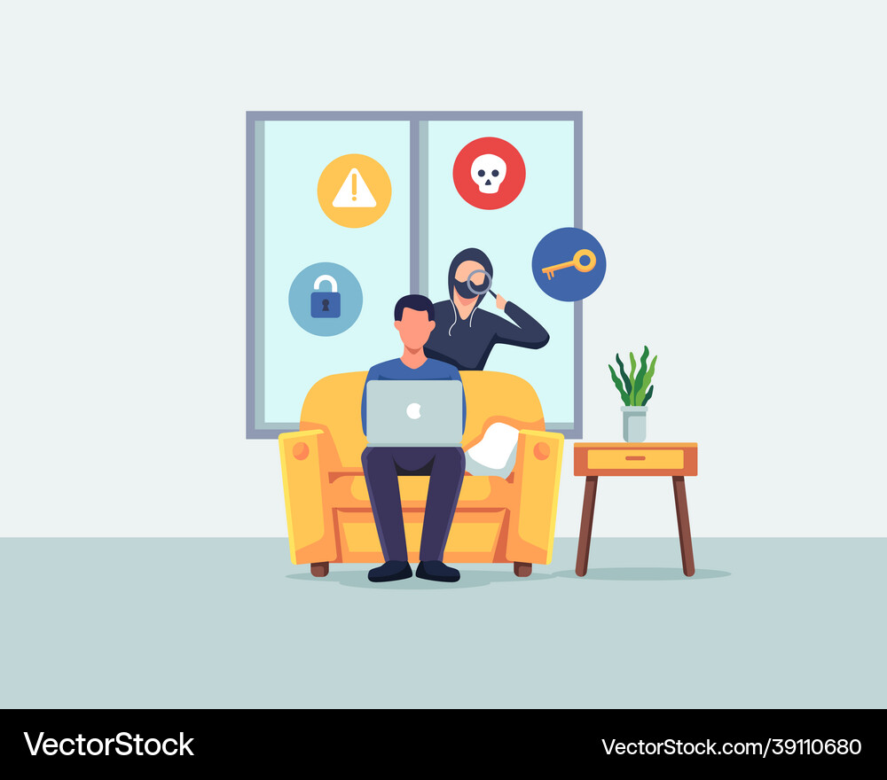 Hacker phishing stealing private personal data Hacker phishing stealing private personal data vector image