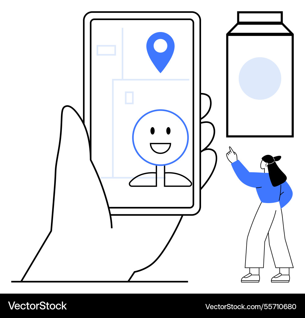Hand holding smartphone with map pointer Hand holding smartphone with map pointer vector image