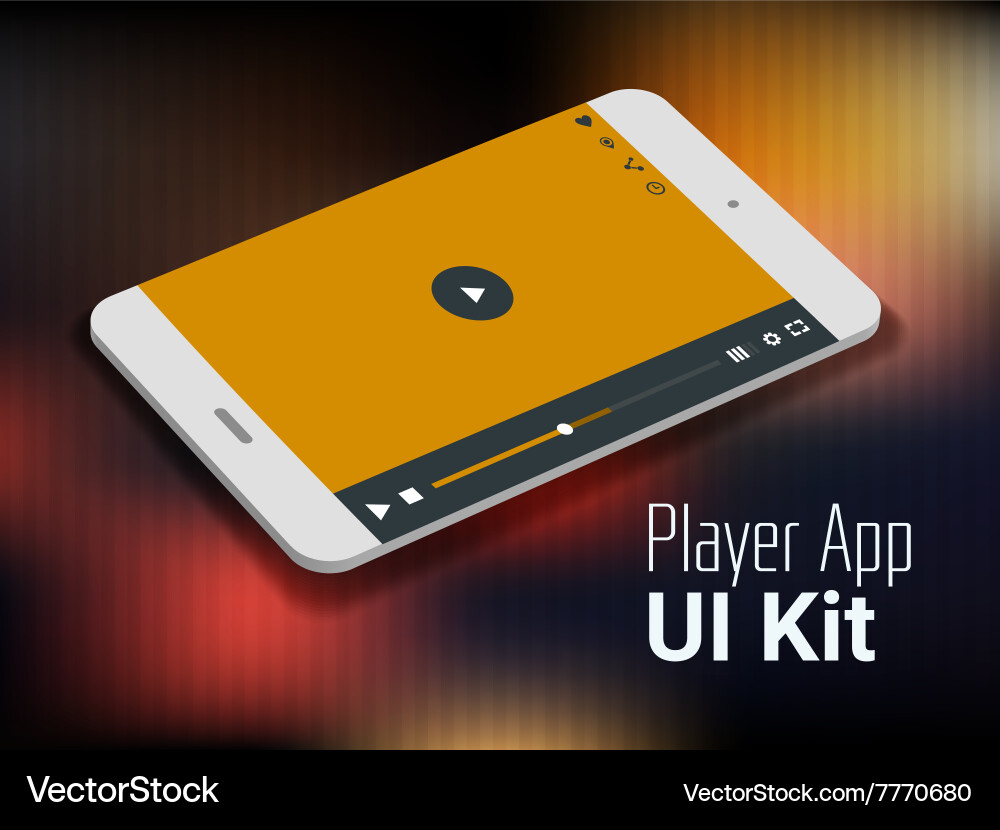 Media player mobile app ui smartphone mockup Vector Image