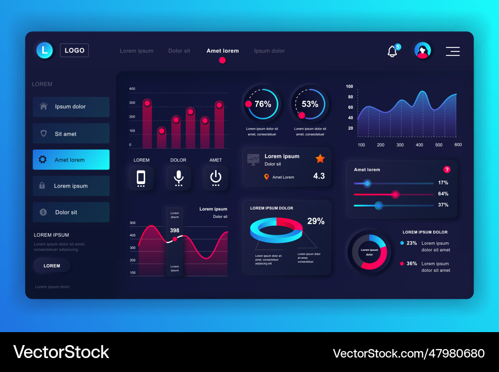 Neumorphic dashboard ui kit admin panel design Neumorphic dashboard ui kit admin panel design vector image