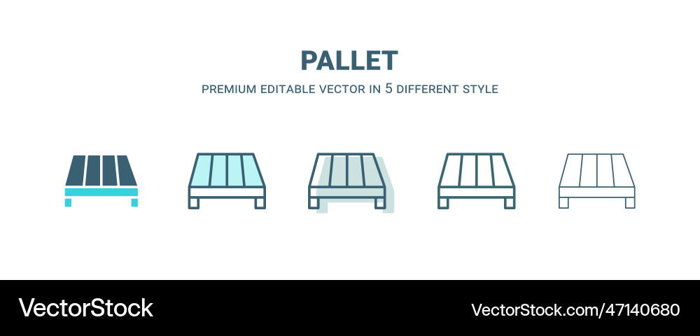 Pallet icon in 5 different style outline filled Pallet icon in 5 different style outline filled vector image