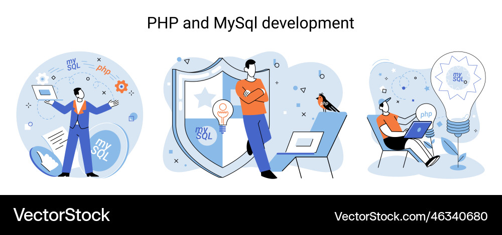 Php and mysql development software website vector image