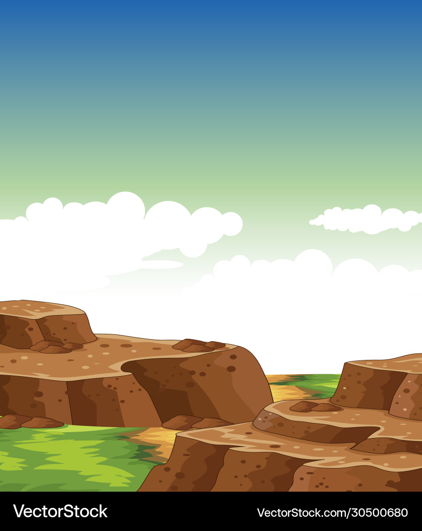 Schöne Landschaftsansicht mit Felsenhügel und Wolke Schöne Landschaftsansicht mit Felsenhügel und Wolke vektorbild