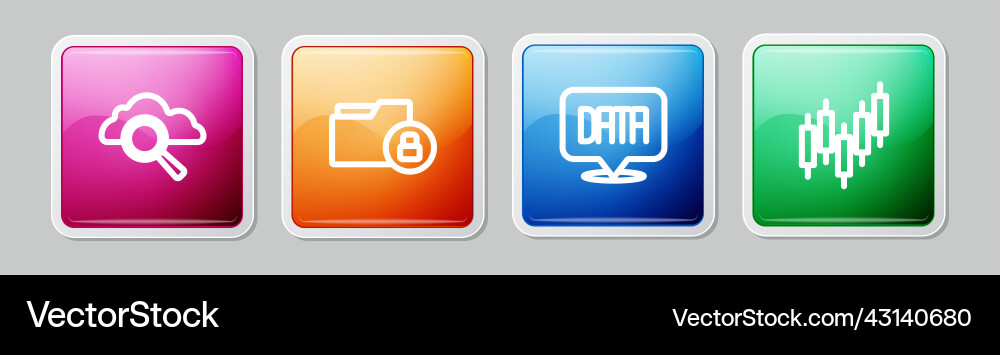 Set line search cloud computing folder and lock Set line search cloud computing folder and lock vector image
