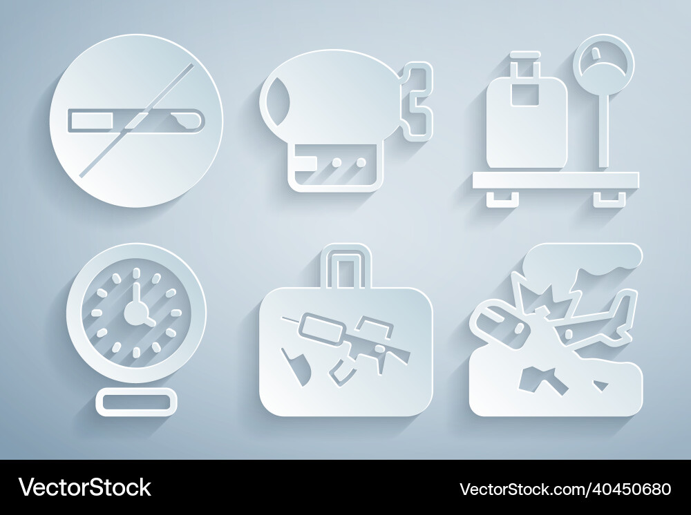 Set suitcase scale with clock plane Set suitcase scale with clock plane vector image