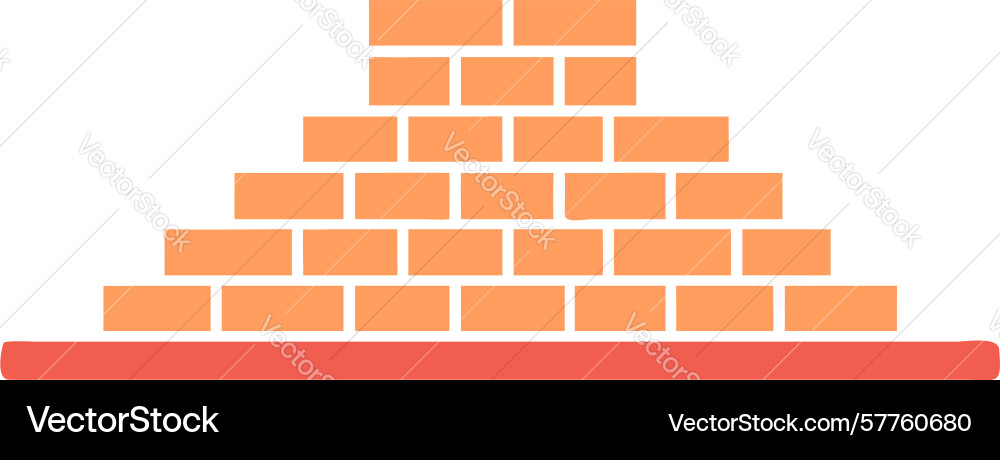 Stacked red bricks foundation building block Vector Image