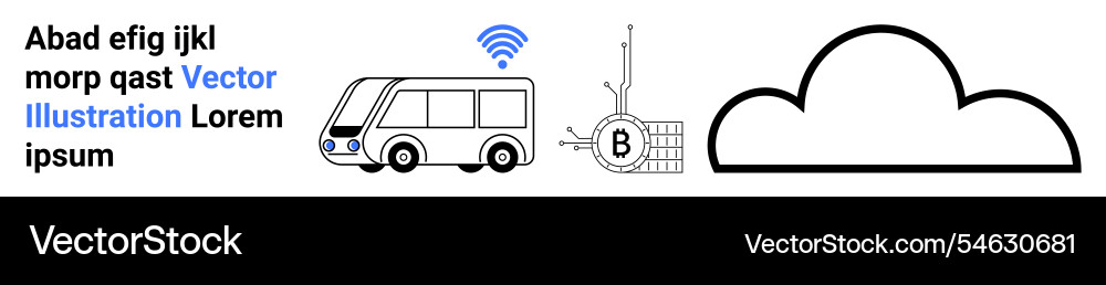 Autonomous bus with wireless blockchain Autonomous bus with wireless blockchain vector image