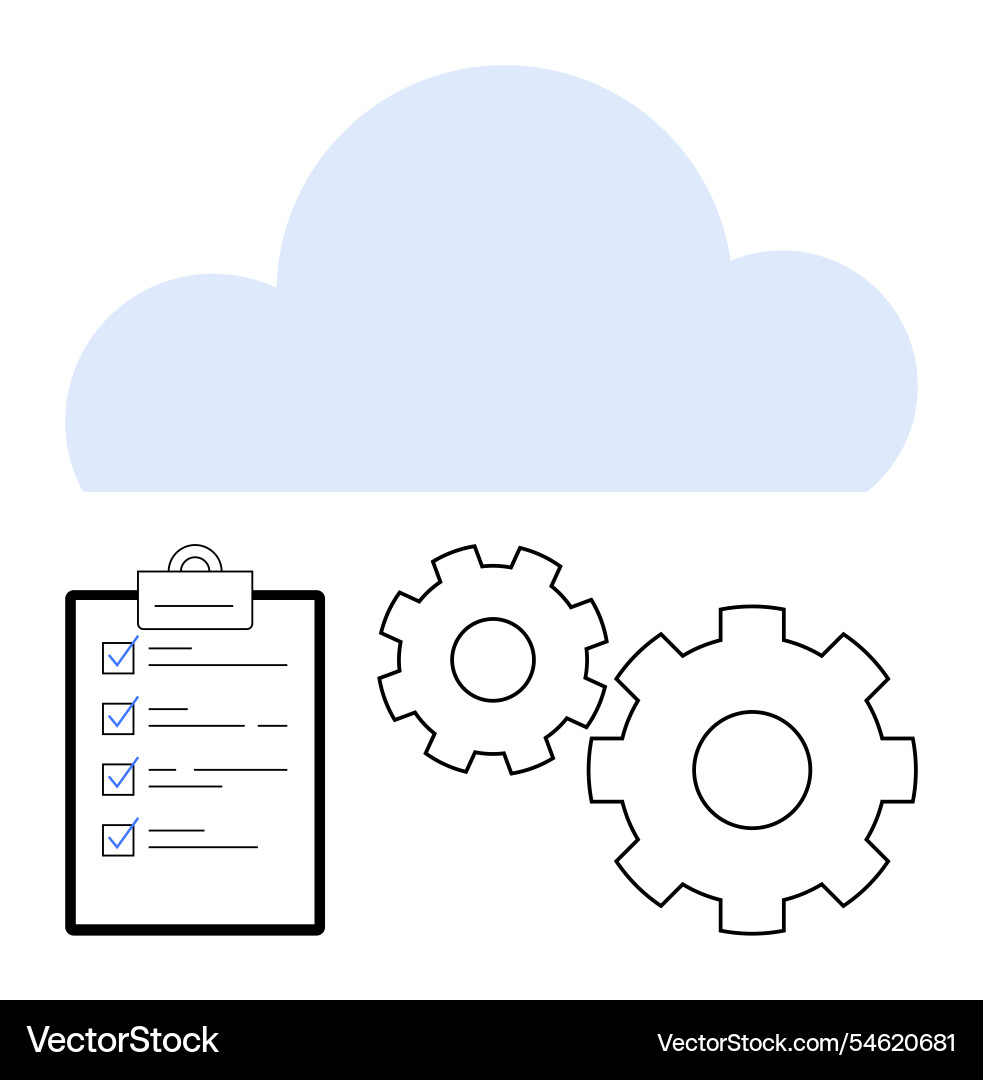 Cloud computing concept with checklist and gears Cloud computing concept with checklist and gears vector image
