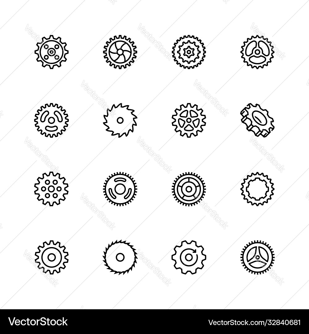 Cogs gears icon set in thin line style Vector Image