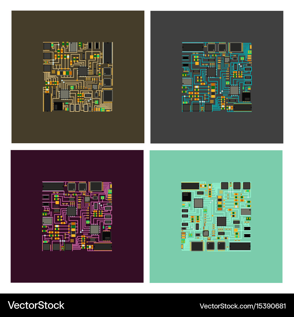 Computer chip technology processor circuit vector image