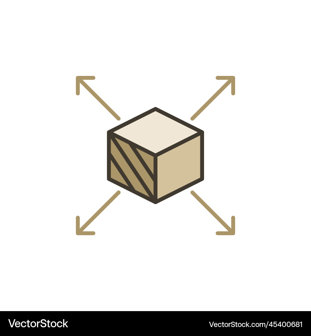Cube scale with arrows maximize concept colored Cube scale with arrows maximize concept colored Vector Image