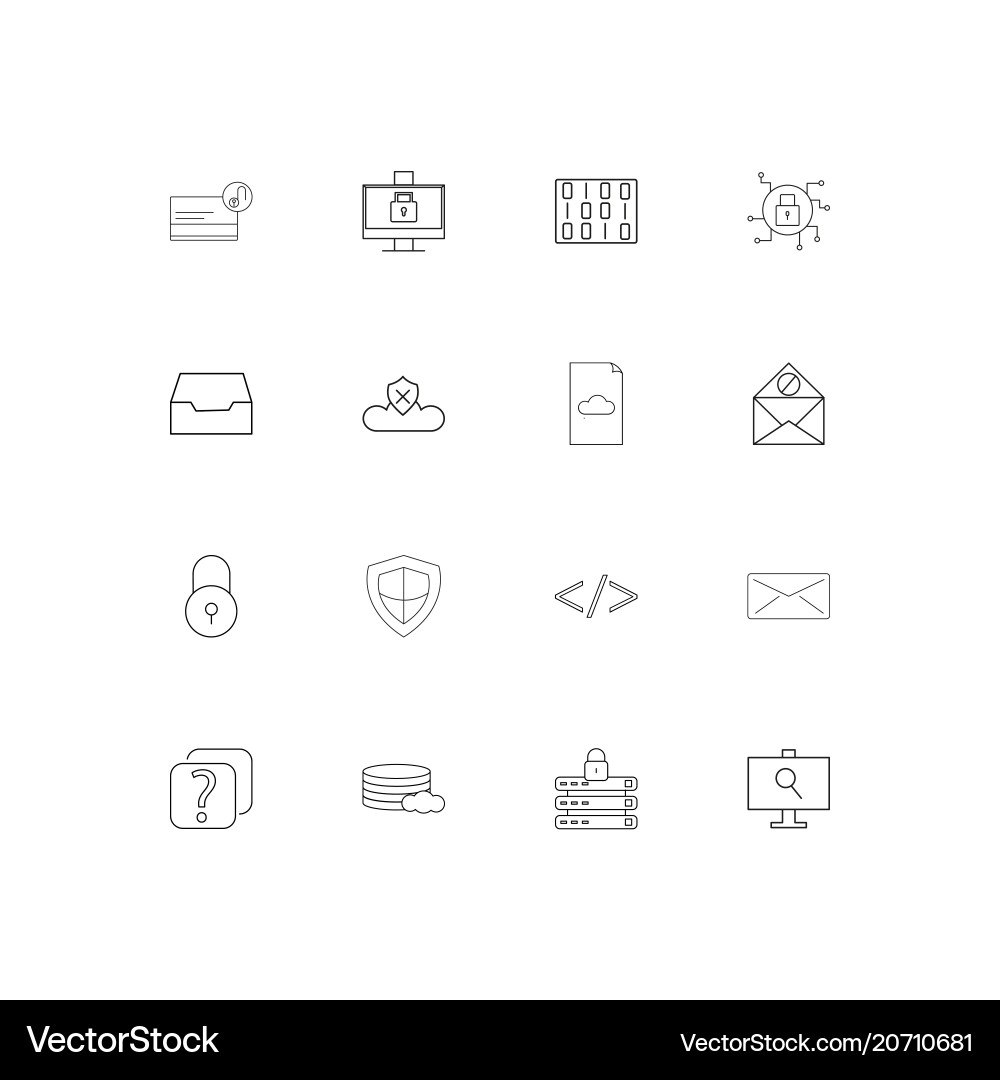 Cyber security simple linear icons set outlined vector image