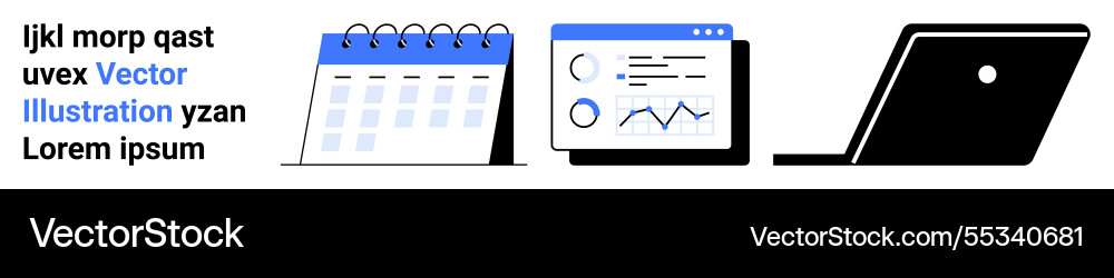 Digital tools with calendar analytics dashboard Digital tools with calendar analytics dashboard vector image