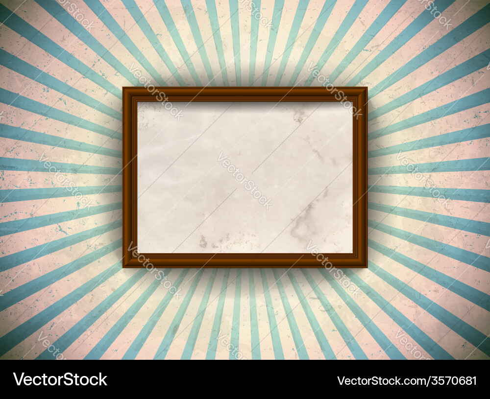 Frame on the grungy rays background Vector Image