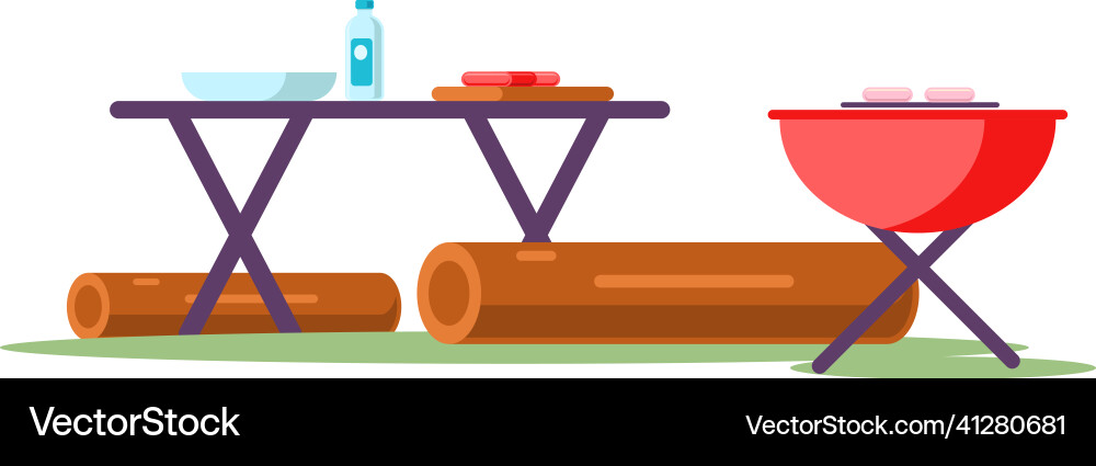 Grill kochen im Freien Picknick auf Camping Grill kochen im Freien Picknick auf Camping vektorbild