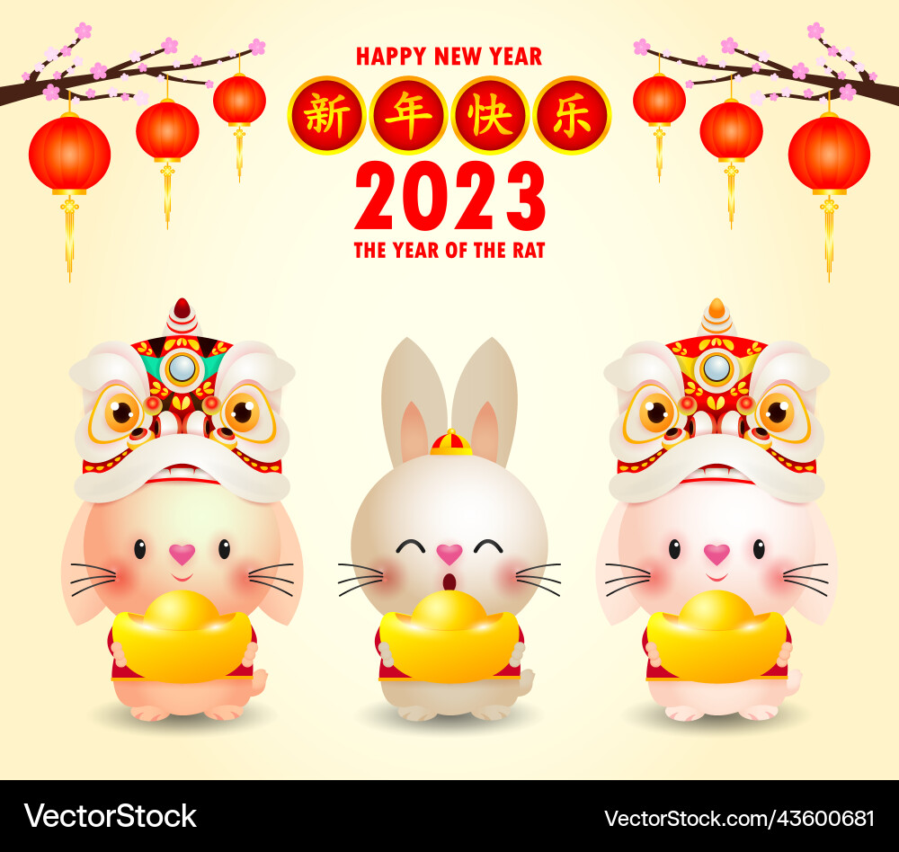 Happy chinese new year greeting card 2023 Happy chinese new year greeting card 2023 Vector Image