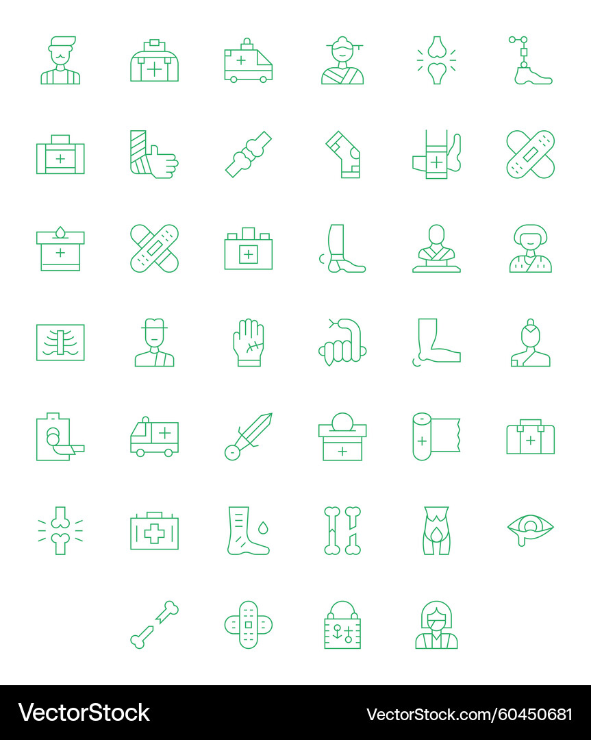 Injury & Medical Icons - Thin Line Royalty Free Vector