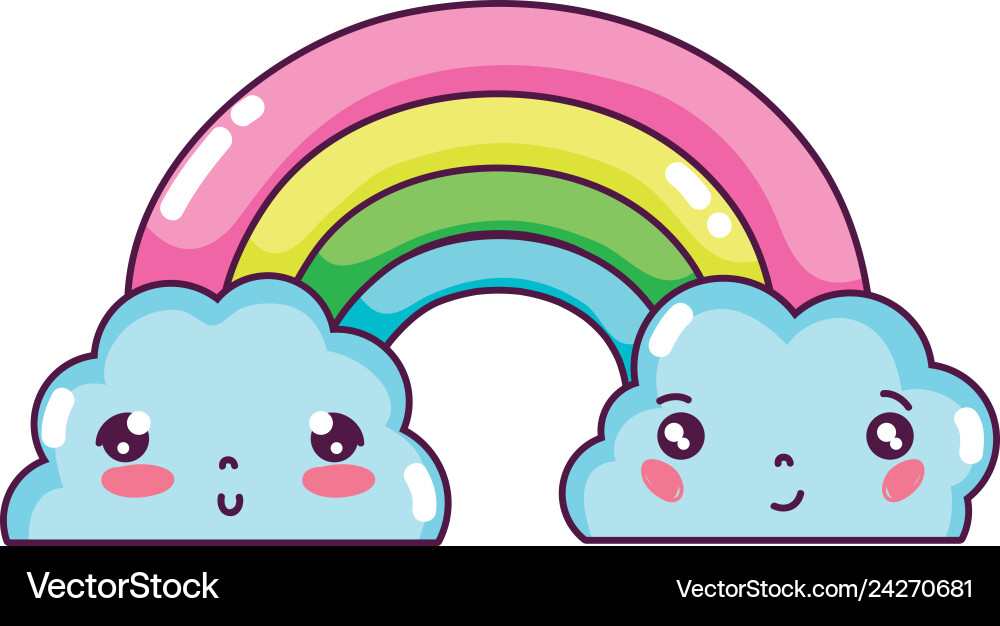 Kawaii süßer Regenbogen und Wolken Wetter Kawaii süßer Regenbogen und Wolken Wetter vektorbild