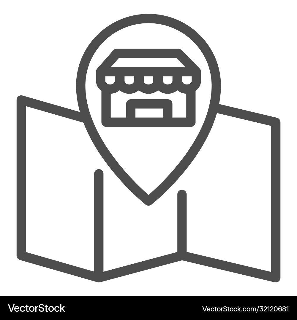 Map and store pointer line icon shopping concept Map and store pointer line icon shopping concept vector image