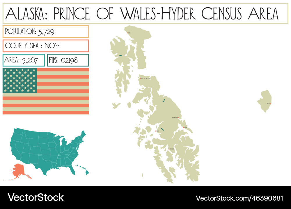Map of prince wales-hyder census area in alaska Map of prince wales-hyder census area in alaska vector image