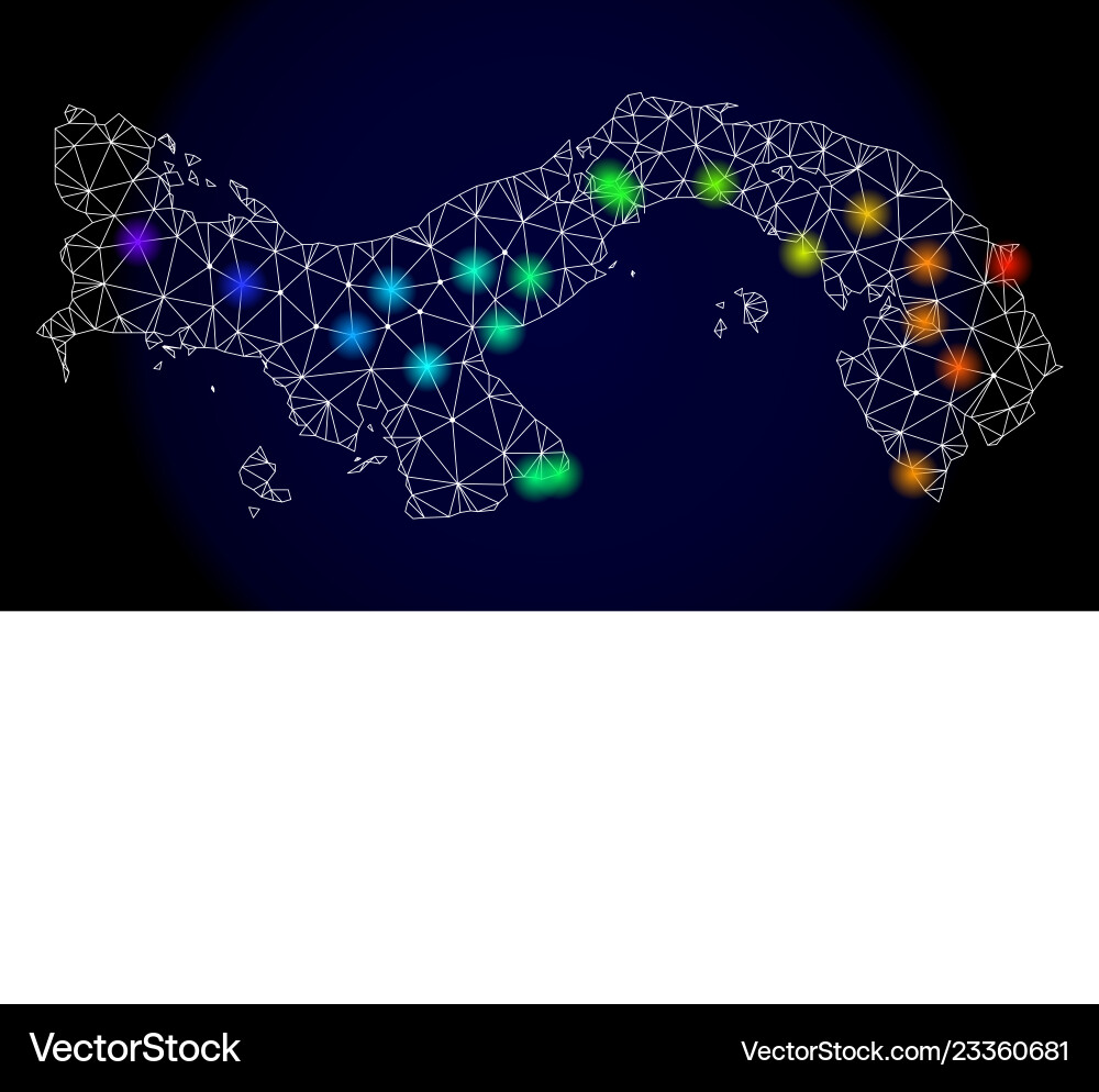Polygonal network mesh map of panama with colorful vector image