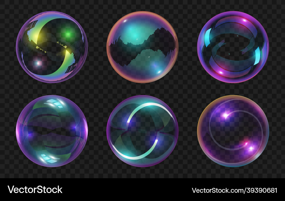 Realistische transparente Seifenblasen mit glänzend Realistische transparente Seifenblasen mit glänzend vektorbild