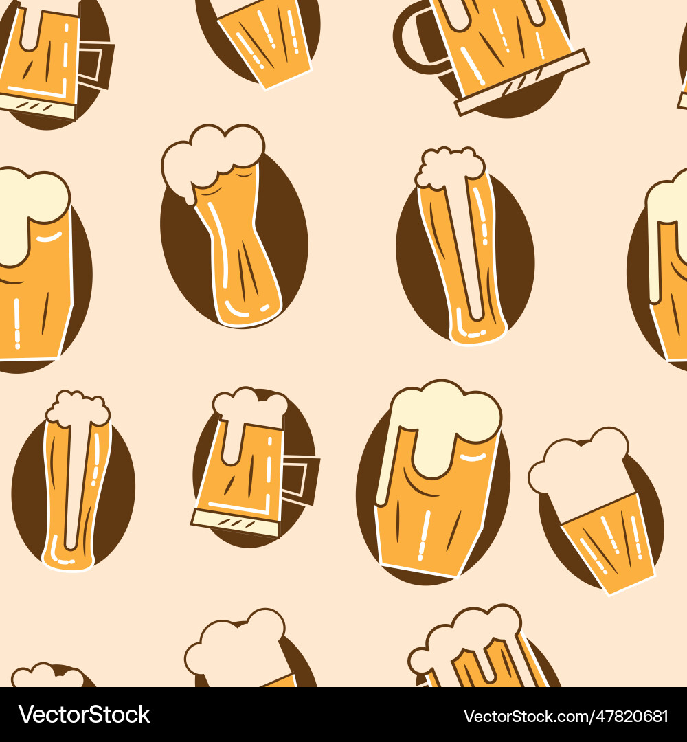 Seamless pattern background with beer icons vector image