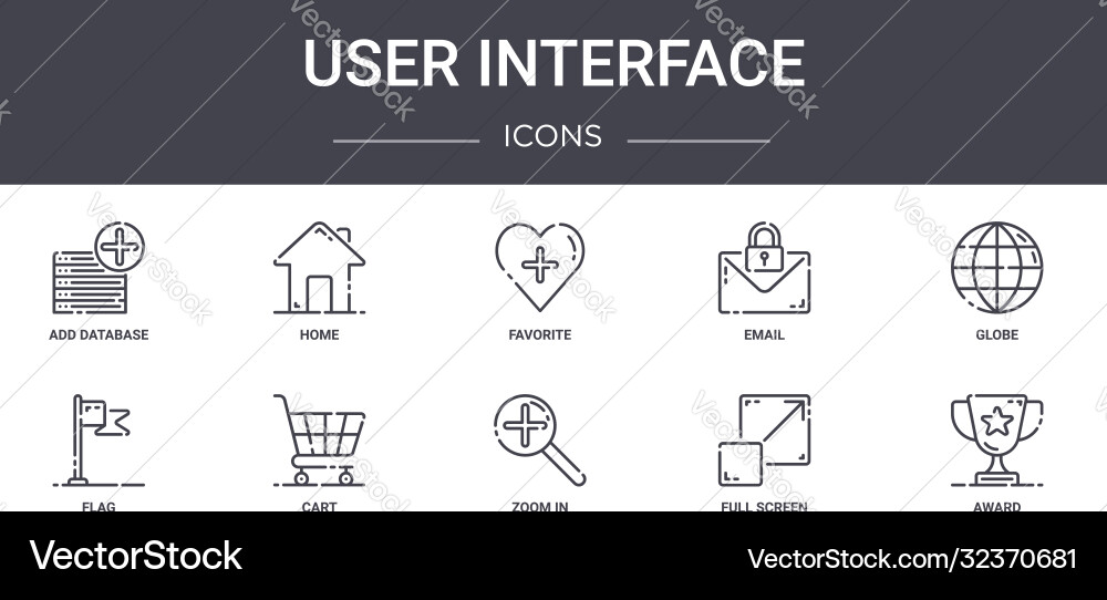 User interface concept line icons set contains Vector Image