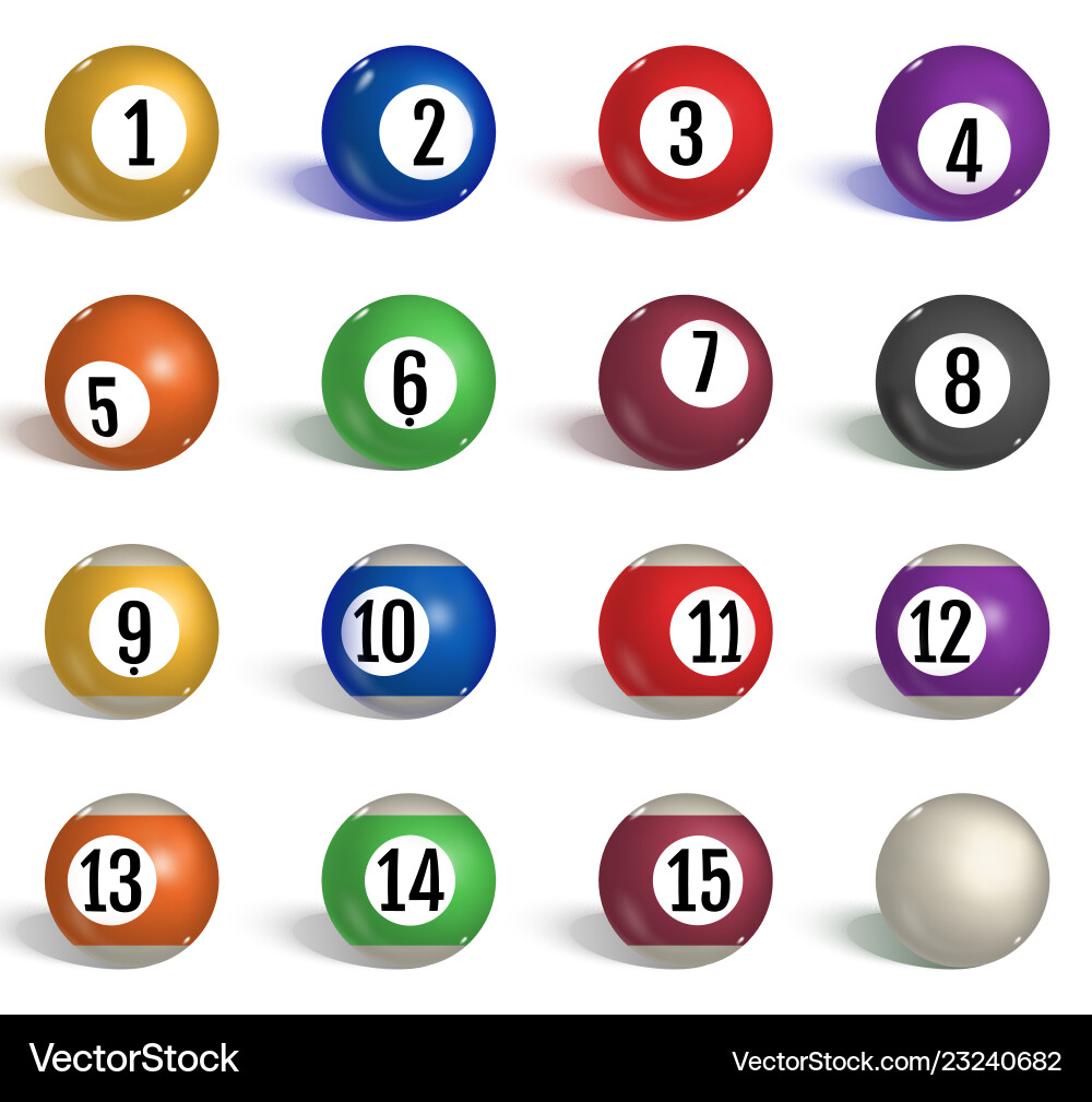 Billiard pool balls collection snooker realistic Billiard pool balls collection snooker realistic vector image