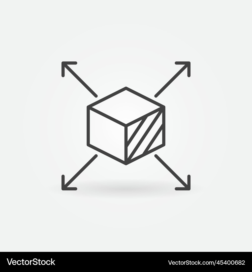 Cube scale with arrows scalability concept linear Cube scale with arrows scalability concept linear Vector Image