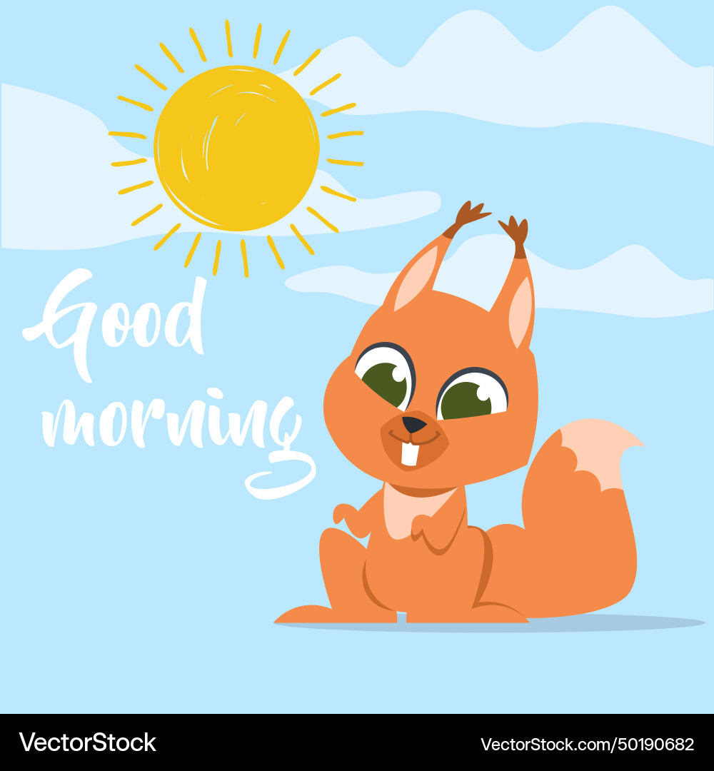 Cute animals good morning cartoon adorable Cute animals good morning cartoon adorable vector image