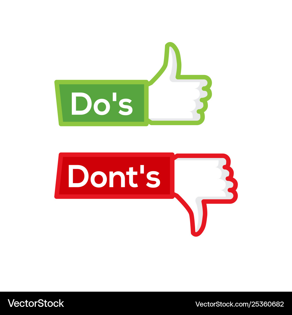 Dos and dont good bad icon check negative Dos and dont good bad icon check negative vector image