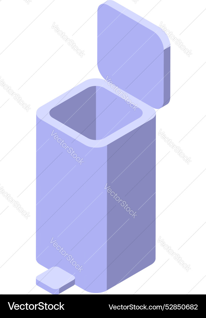 Empty recycle bin isometric object being open Empty recycle bin isometric object being open vector image