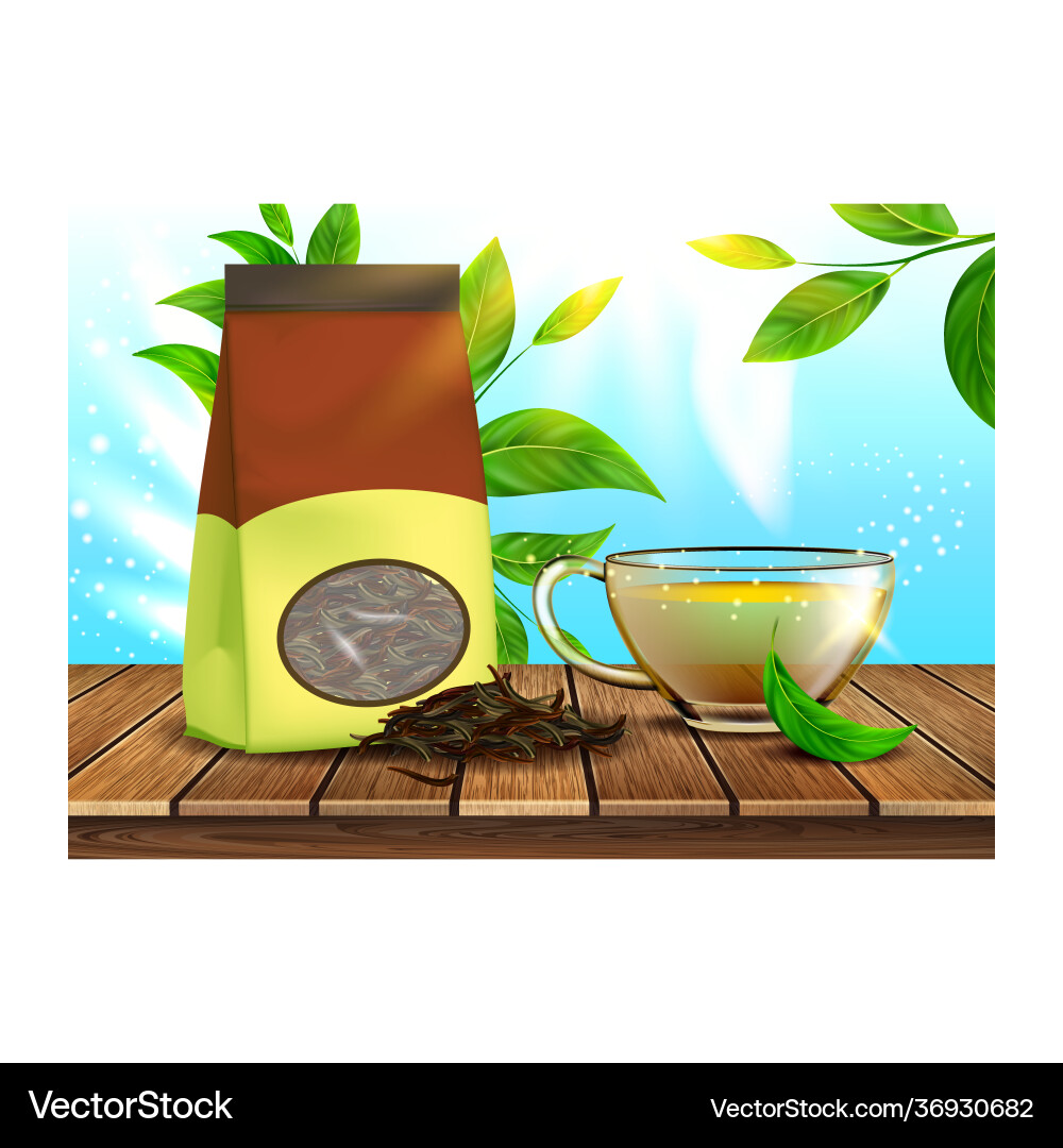Great tea creative promo advertising poster Great tea creative promo advertising poster vector image