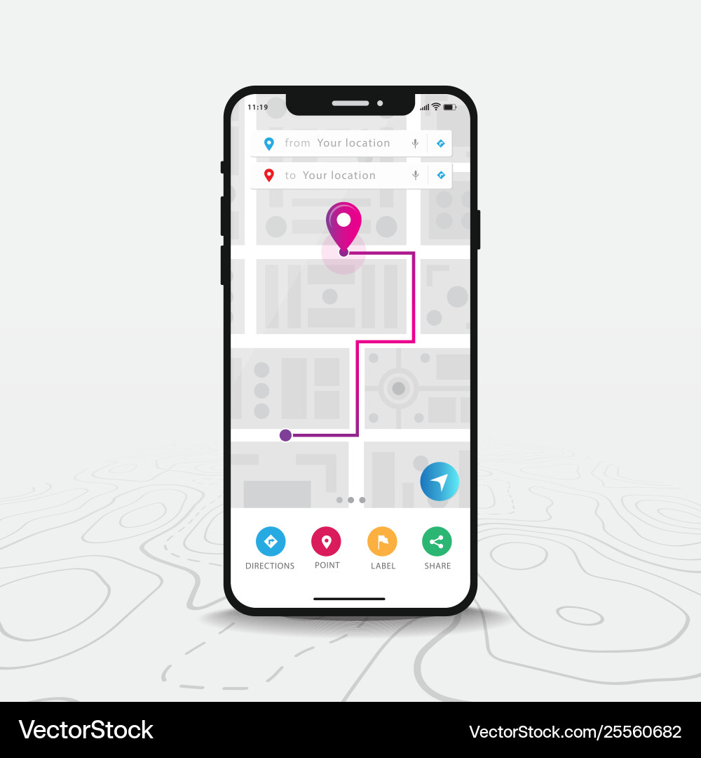 Map gps navigation smartphone application Map gps navigation smartphone application vector image