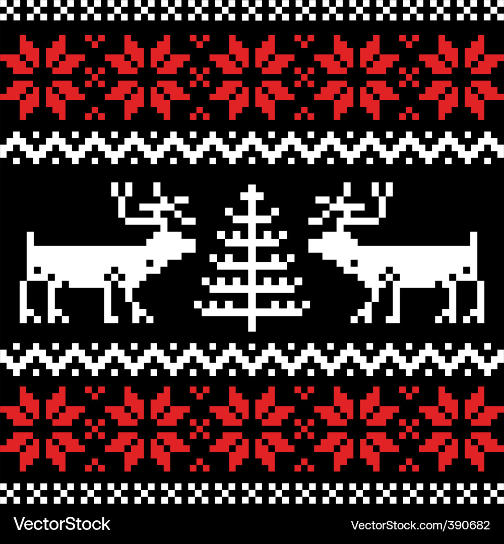 Nordic Christmas Knitting Pattern Vector Image