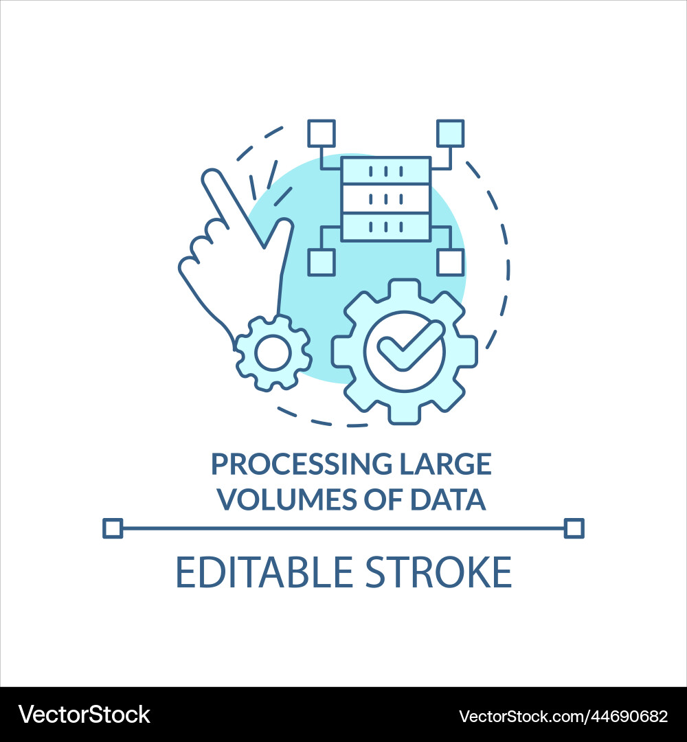 Processing large volumes of data turquoise Processing large volumes of data turquoise vector image