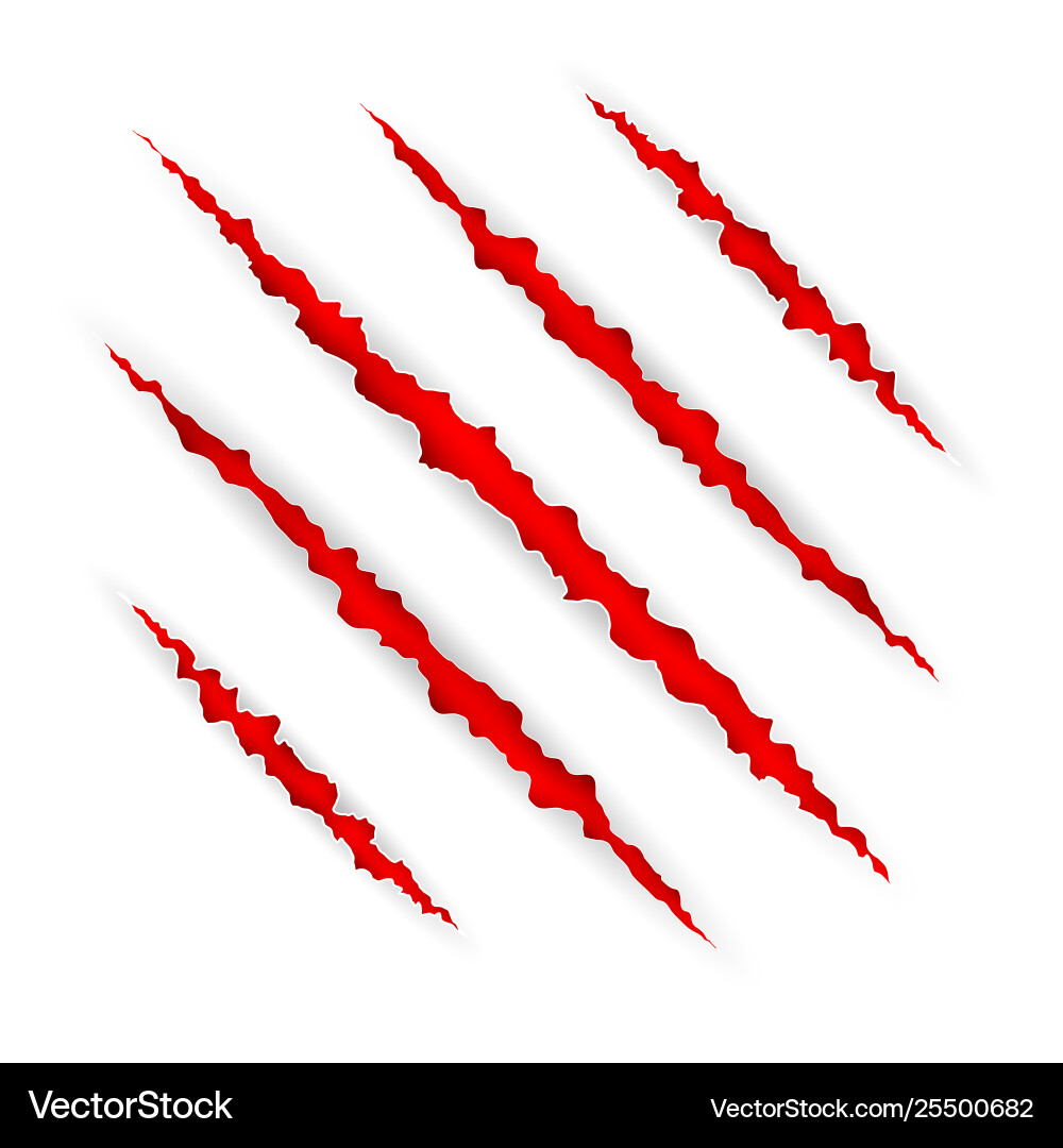 Red Scratch Marks - Claw Marks Vector Image