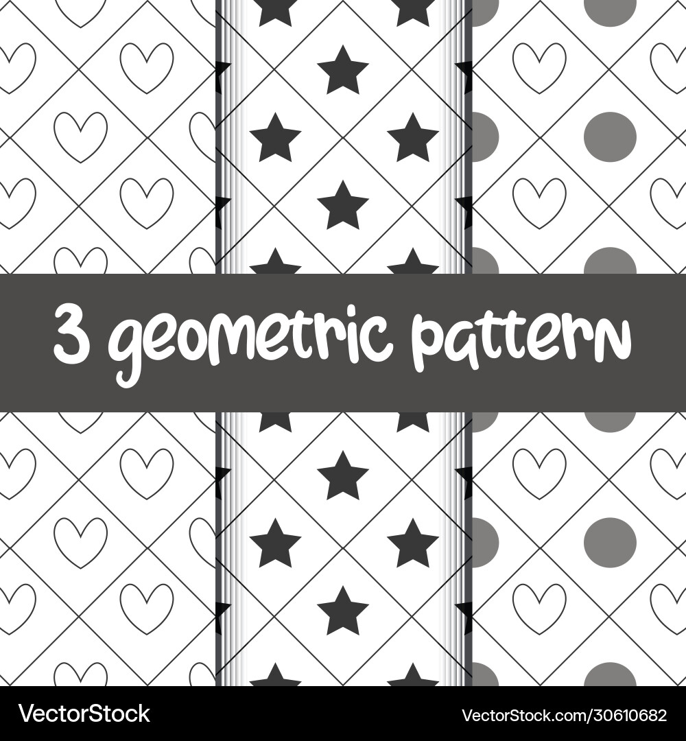 Set 3 simple ornament seamless patterns use Set 3 simple ornament seamless patterns use vector image