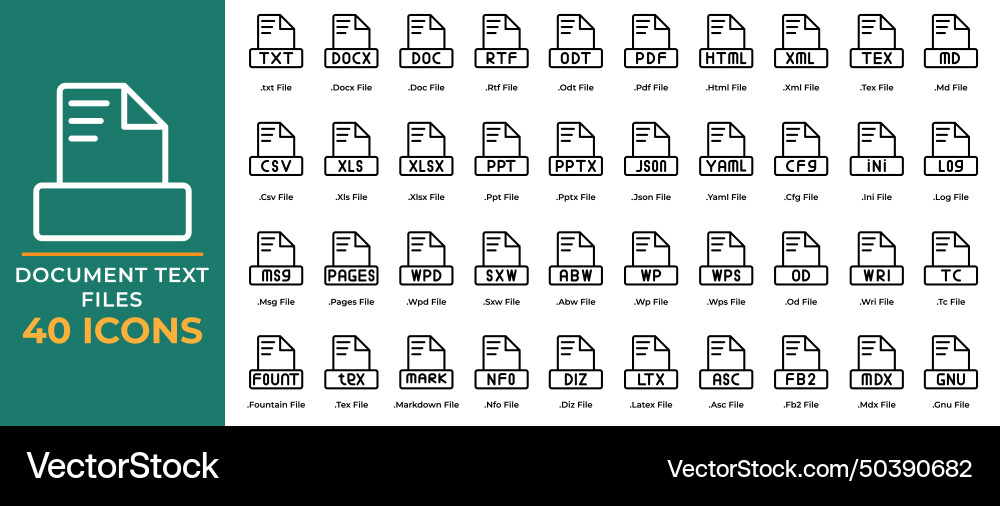 Set of document file text icons txt ppt pdf doc vector image