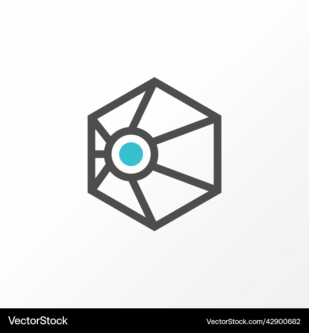Simple 3d on line hexagon with focus Vector Image