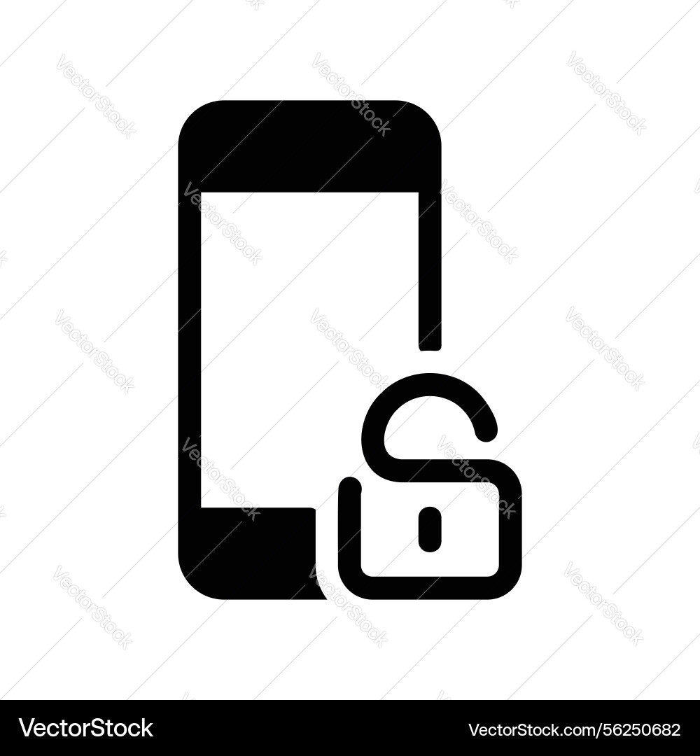 Smartphone screen displaying an open padlock Smartphone screen displaying an open padlock vector image