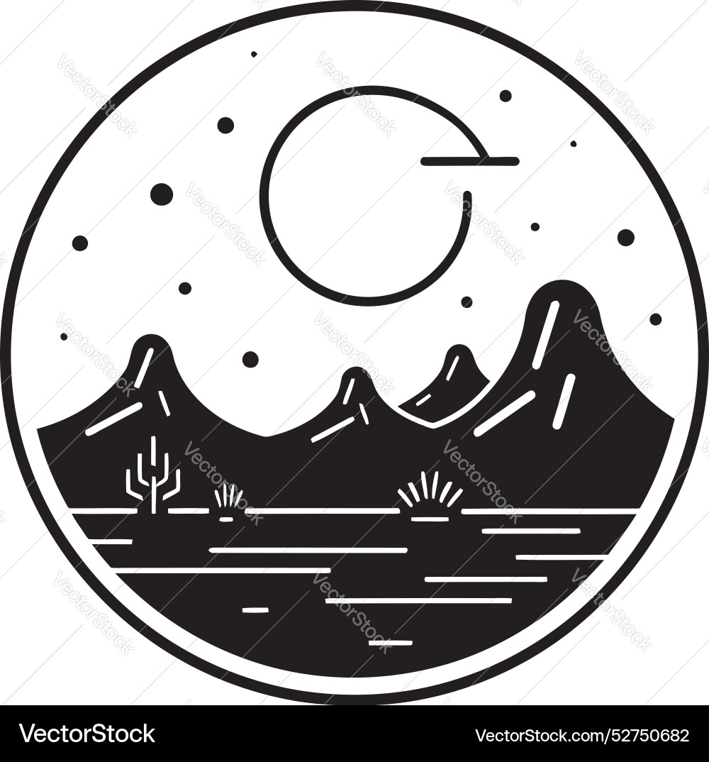 Solitude mirage minimalist desert emblem logo Vector Image