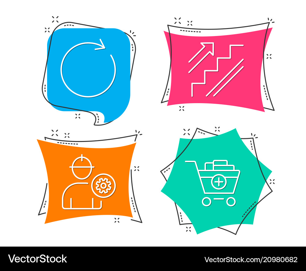 Synchronize engineer and stairs icons add Vector Image