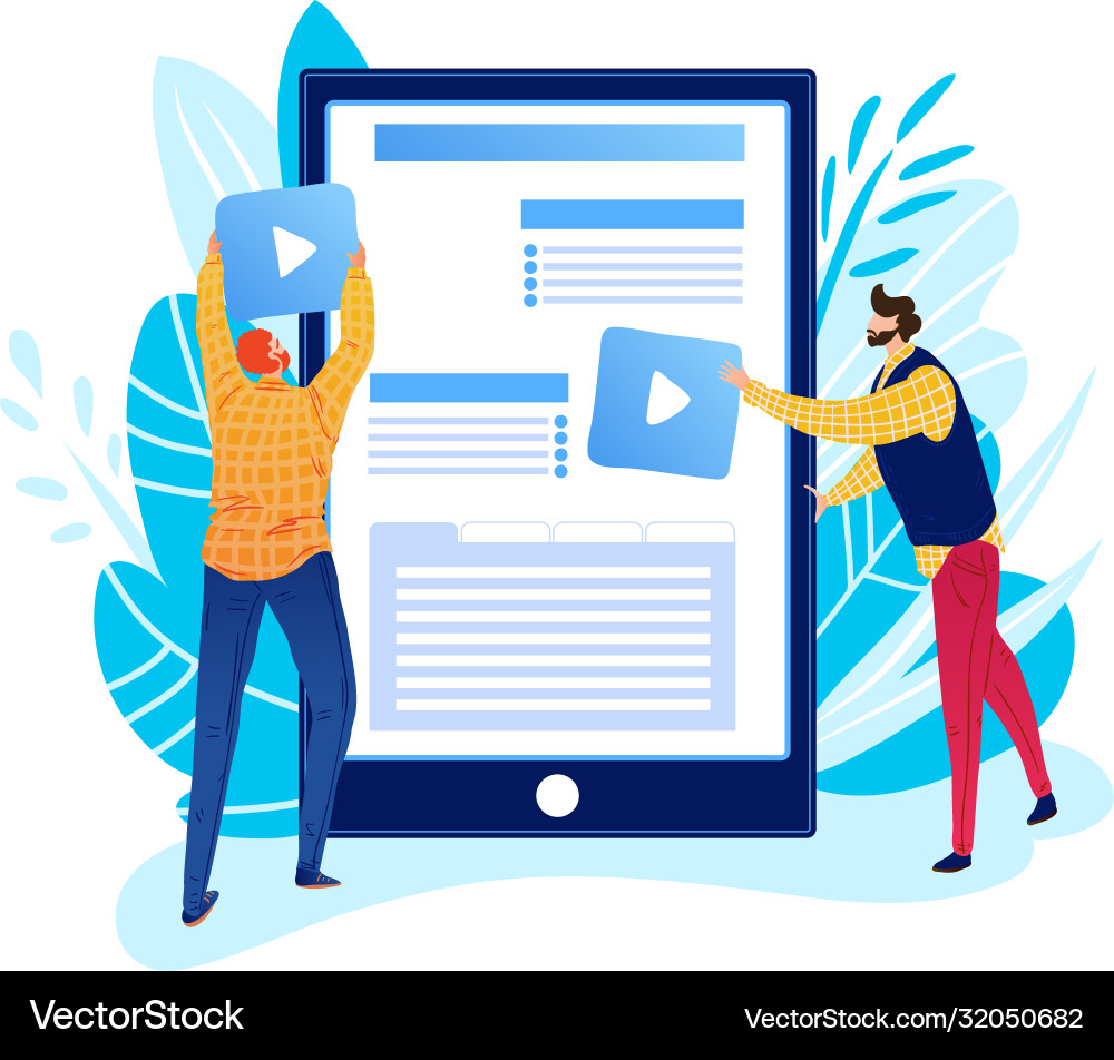 Tiny character male design web application Tiny character male design web application vector image