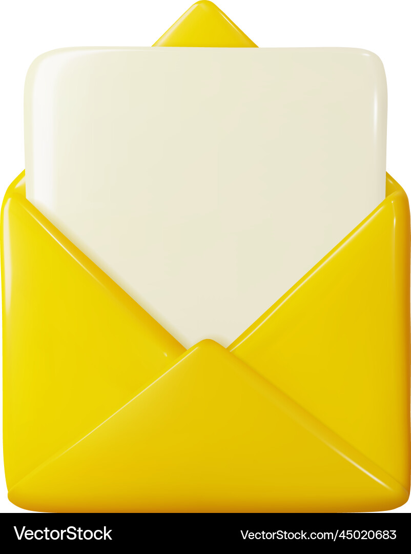 3d open mail envelope with message letter Vector Image